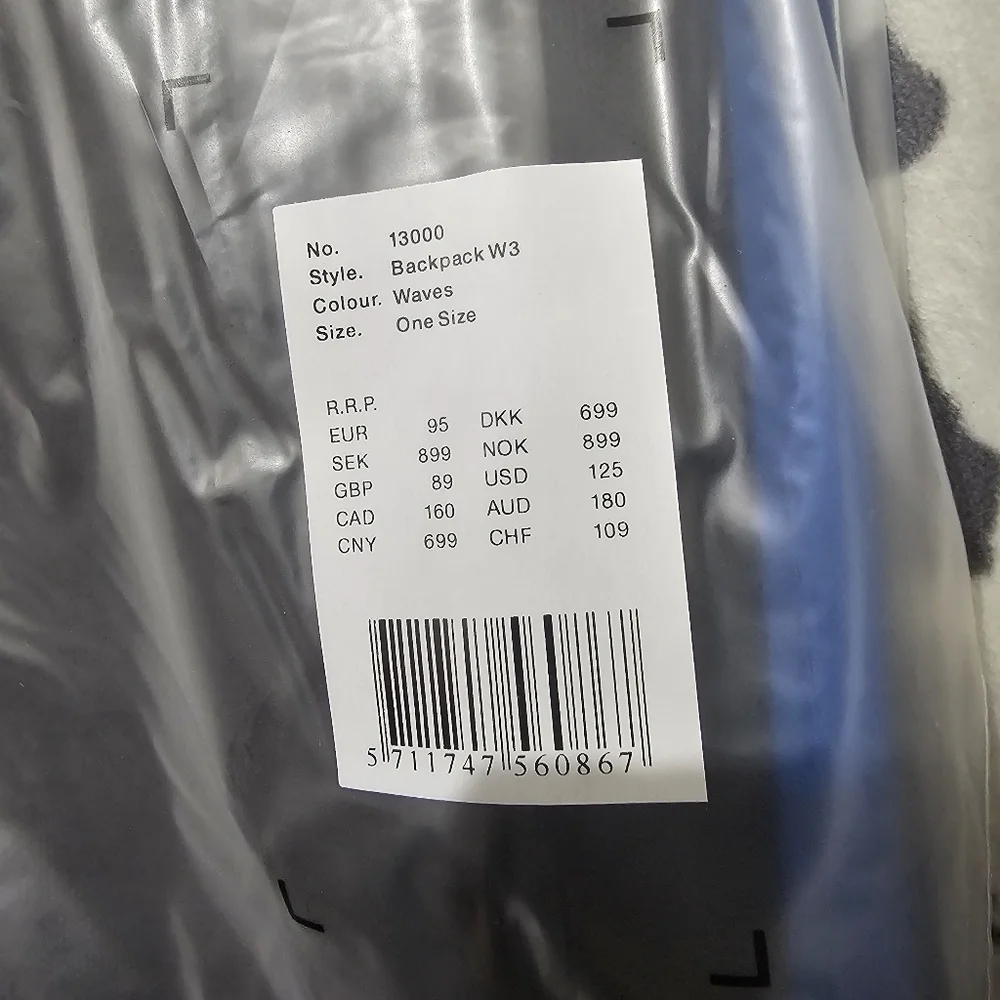 Rains Rolltop Rucksack Backpack W3 Waterproof Waves (Blue) $125 Msrp NWTS‎